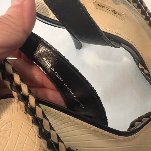 Max Studio Black and Tan Heels with Intricate Straps Size 8 - Picture 8 of 10